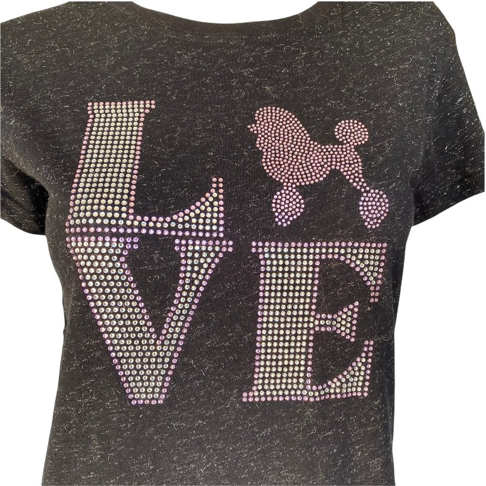 LOVE Poodle Rhinestone and Glitter Tee Shirt